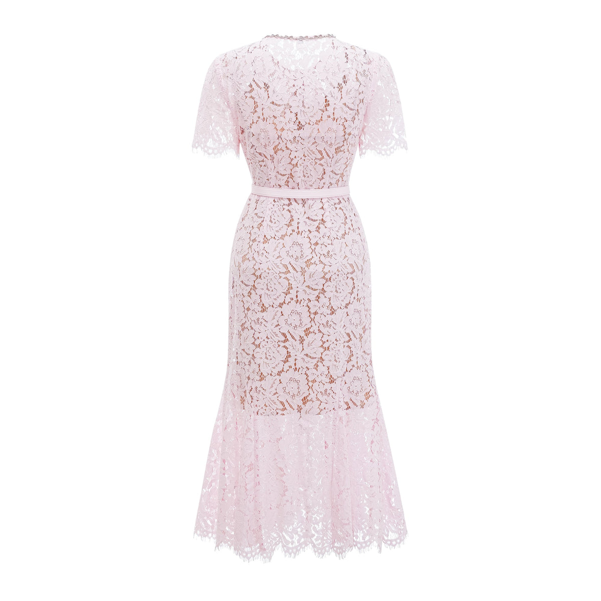 Sabine Pink Floral Lace Mermaid Midi Dress