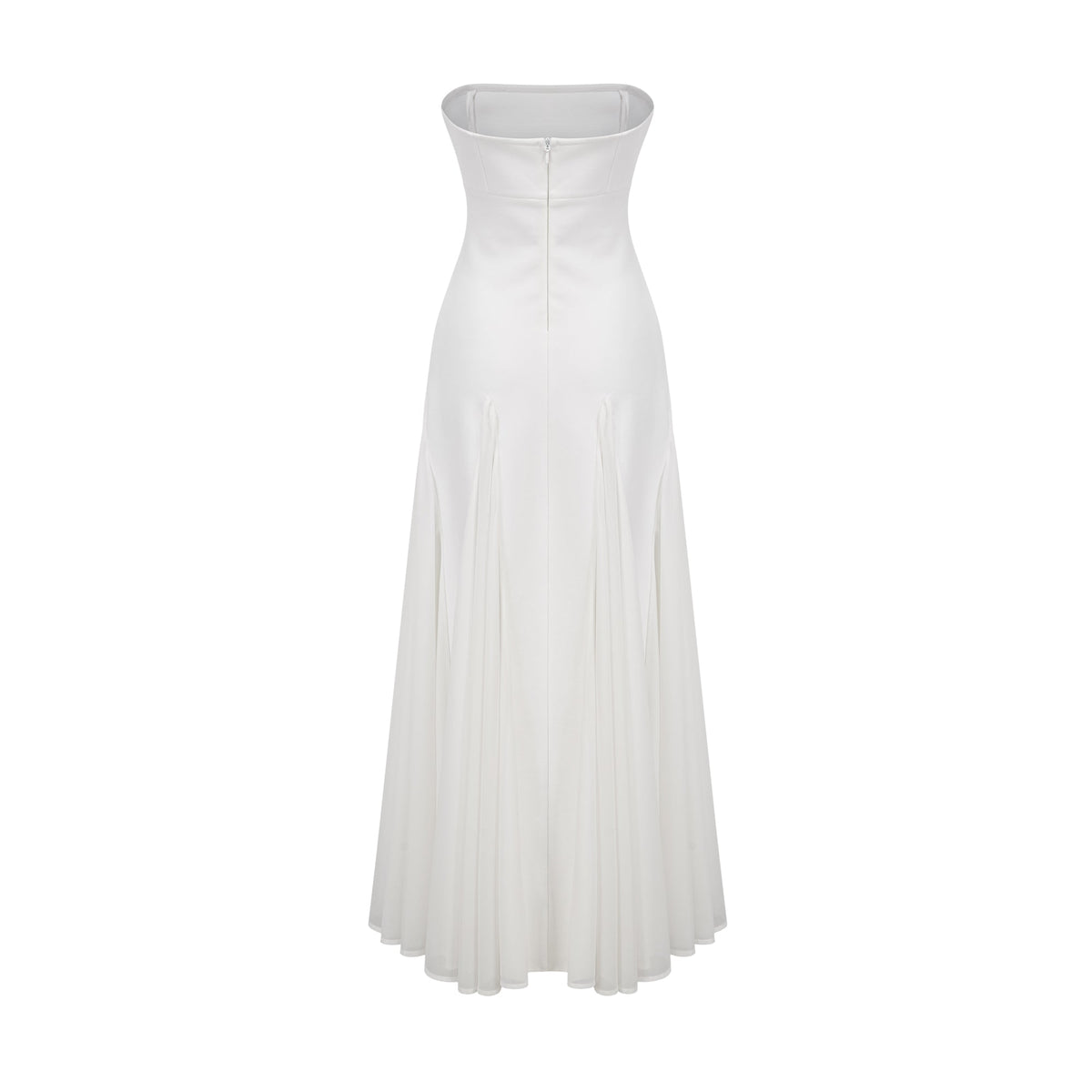 Nathalie white tulle-panelling maxi dress