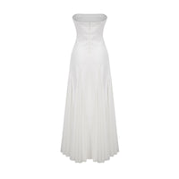Nathalie white tulle-panelling maxi dress
