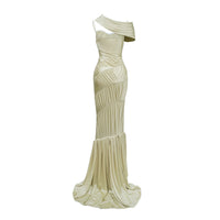 Cecilia Neutral Sea Ammonite Shirred Maxi Dress