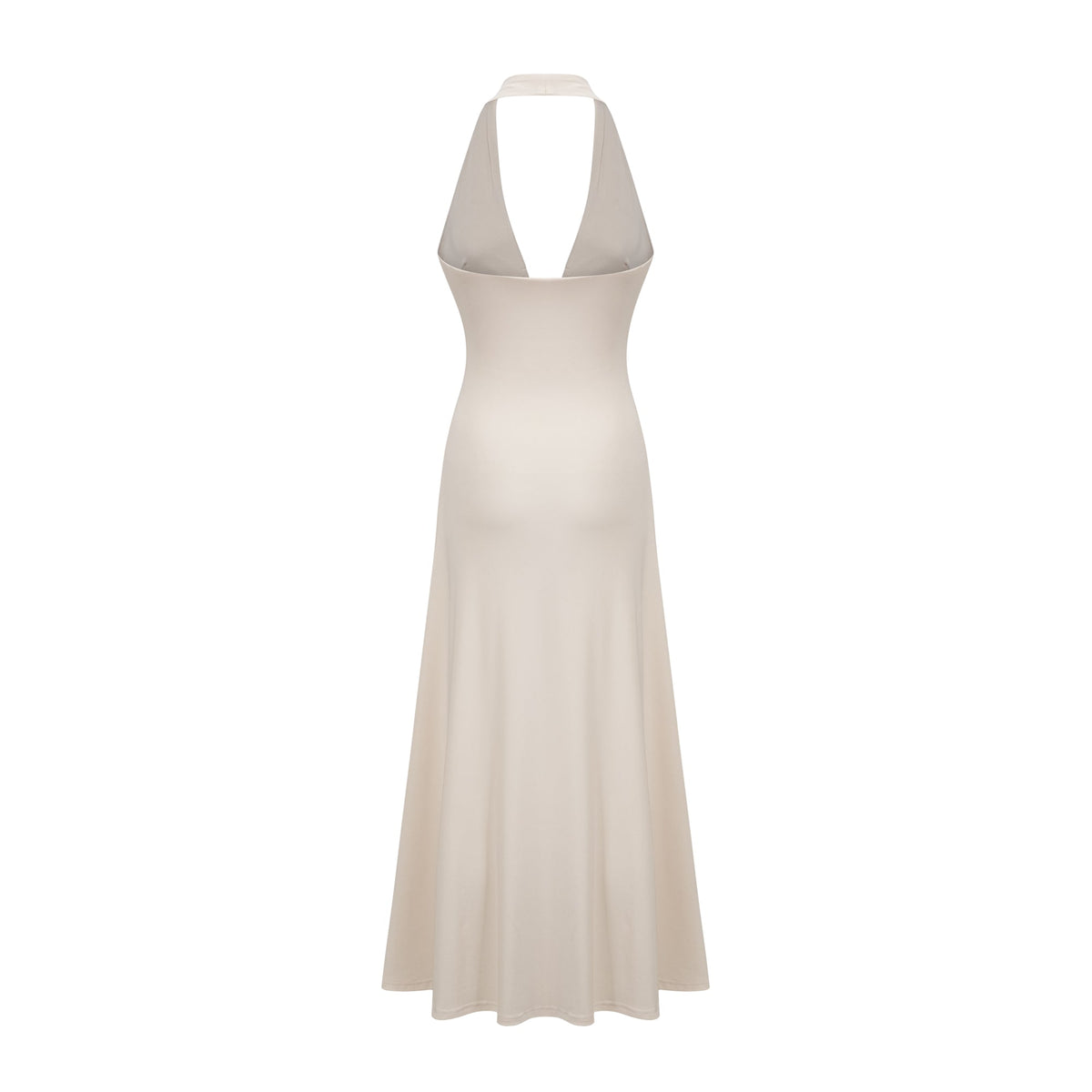 Géraldine white deep V-neck draped maxi dress