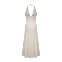 Géraldine white deep V-neck draped maxi dress