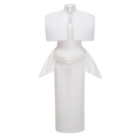 Felice White Structured Cape & Corset Dress Set