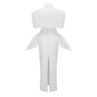 Felice White Structured Cape & Corset Dress Set