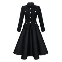 Lorelei Black High Neck Tweed Midi Dress