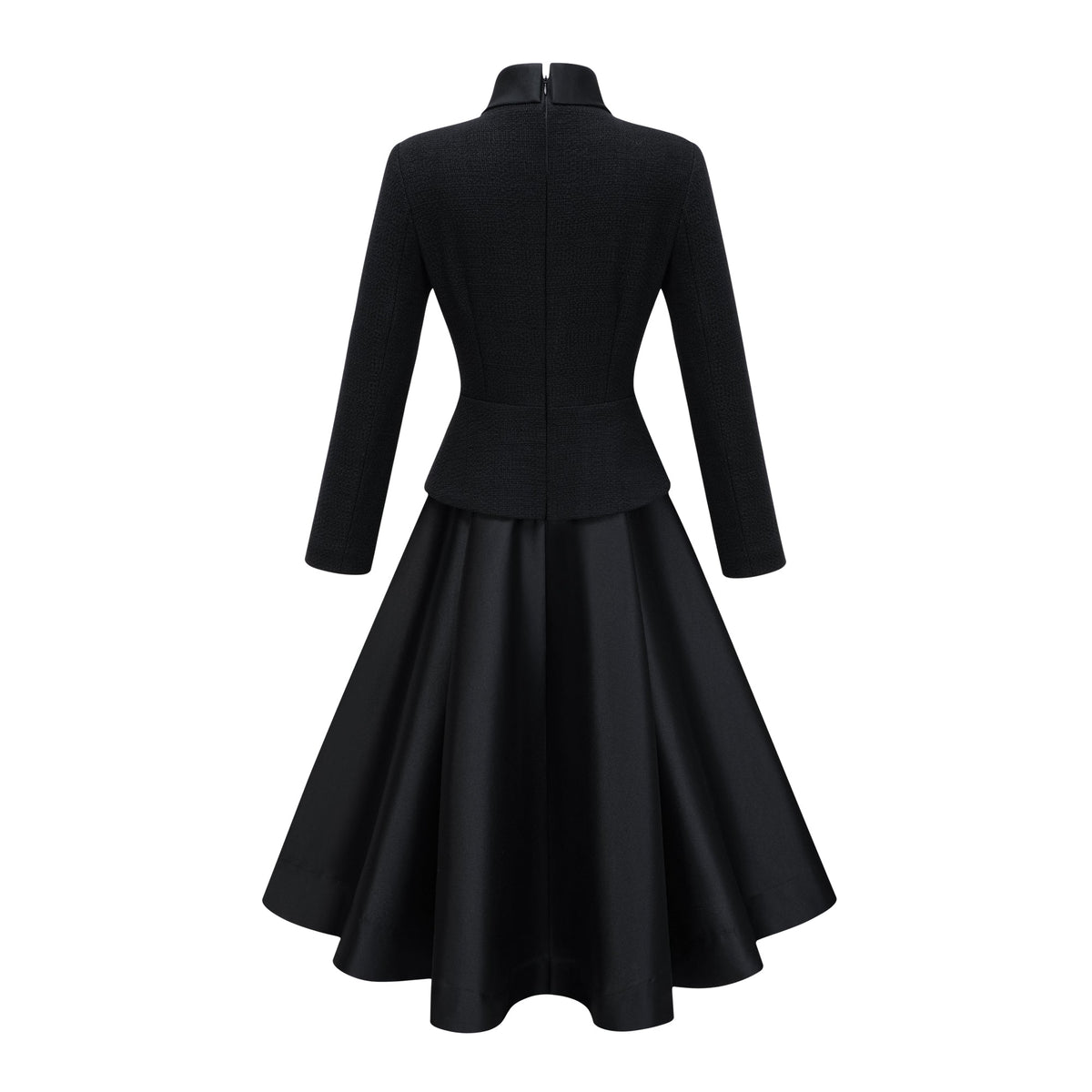 Lorelei Black High Neck Tweed Midi Dress