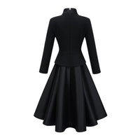 Lorelei Black High Neck Tweed Midi Dress