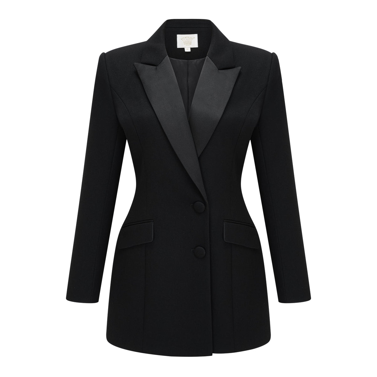 Fleur Black Blazer Mini Dress with Satin Panels