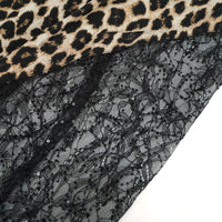 Alizée Brown Lace Panel Leopard Print Maxi Dress
