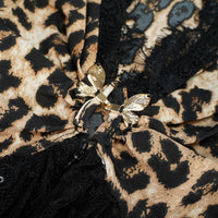 Alizée Brown Lace Panel Leopard Print Maxi Dress