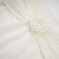 Wanda white glittered floral-appliqué knit maxi dress