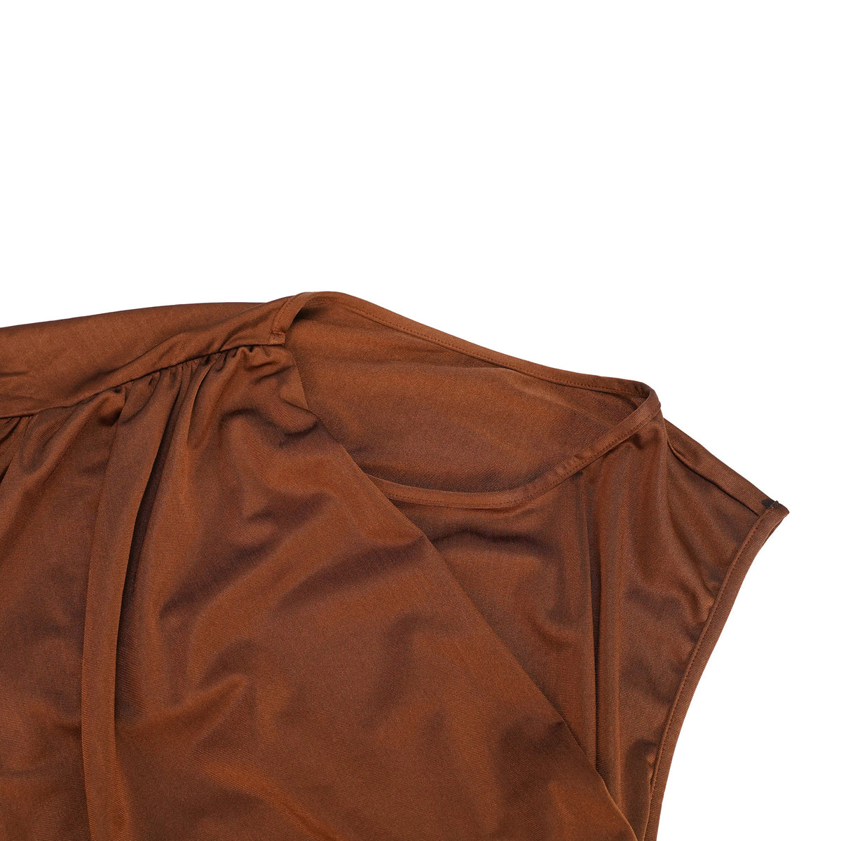 Reine Brown Asymmetrical Ruched Maxi Dress