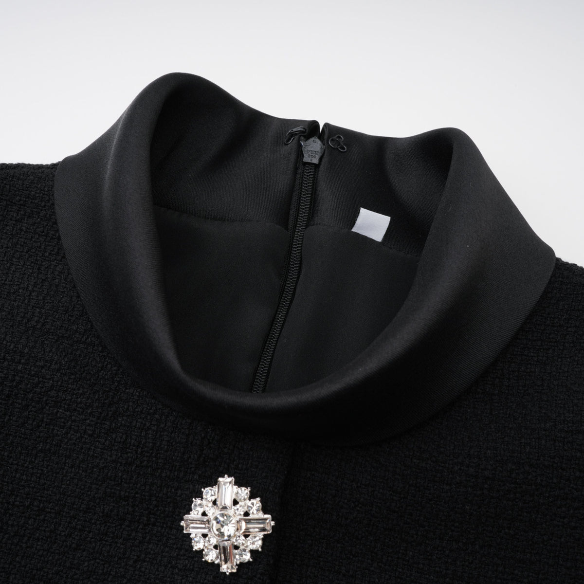 Lorelei Black High Neck Tweed Midi Dress