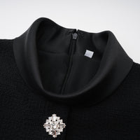 Lorelei Black High Neck Tweed Midi Dress