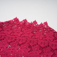 Chantal red scallop-pattern lace-panel maxi dress