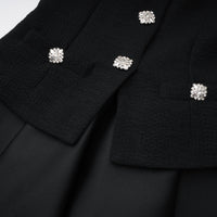 Lorelei Black High Neck Tweed Midi Dress