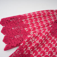 Chantal red scallop-pattern lace-panel maxi dress