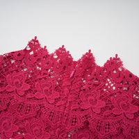 Chantal red scallop-pattern lace-panel maxi dress