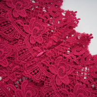 Chantal red scallop-pattern lace-panel maxi dress