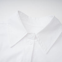 Dulcie white front-slit shirred shirt dress