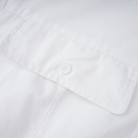 Dulcie white front-slit shirred shirt dress