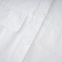 Dulcie white front-slit shirred shirt dress