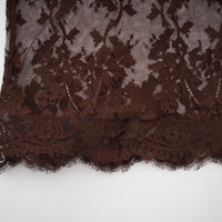 Sylvie brown chantilly-lace flared midi dress