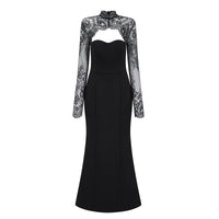 Bokamoso Black Lace Panel Maxi Gown