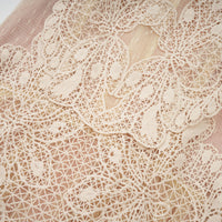 Céleste floral-lace-panelling tulle midi dress in Neutrals