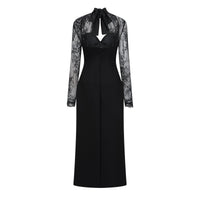 Quitterie Black Lace Panel Maxi Dress