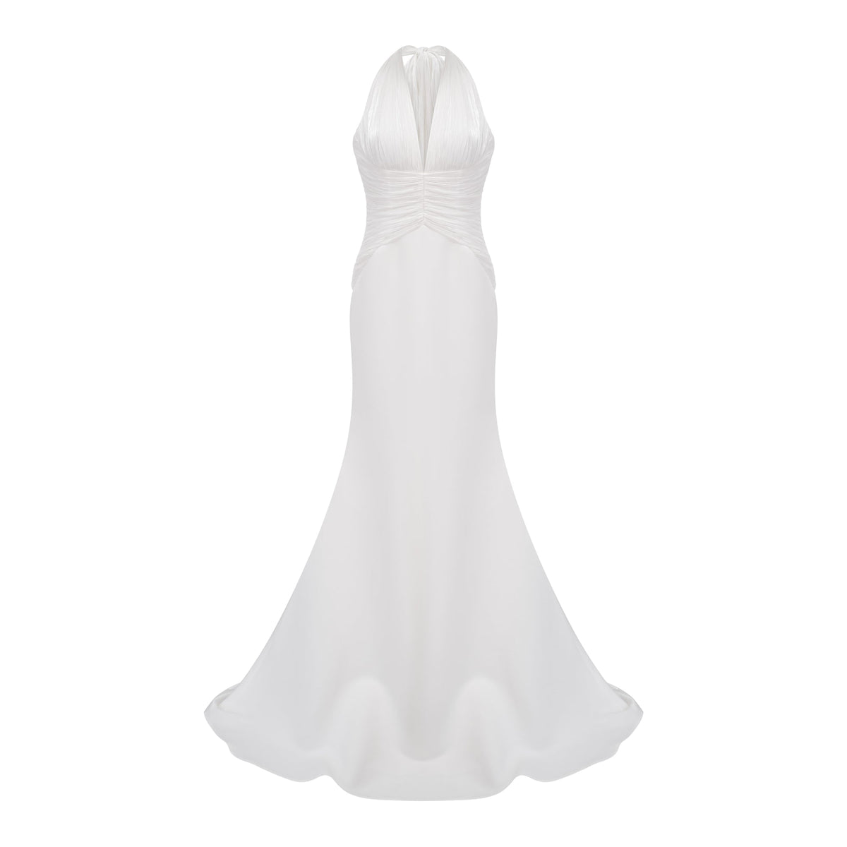 Emmeline White Train Design Gathered Maxi Dress
