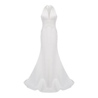 Emmeline White Train Design Gathered Maxi Dress