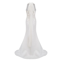 Emmeline White Train Design Gathered Maxi Dress