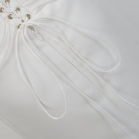Emmeline White Train Design Gathered Maxi Dress