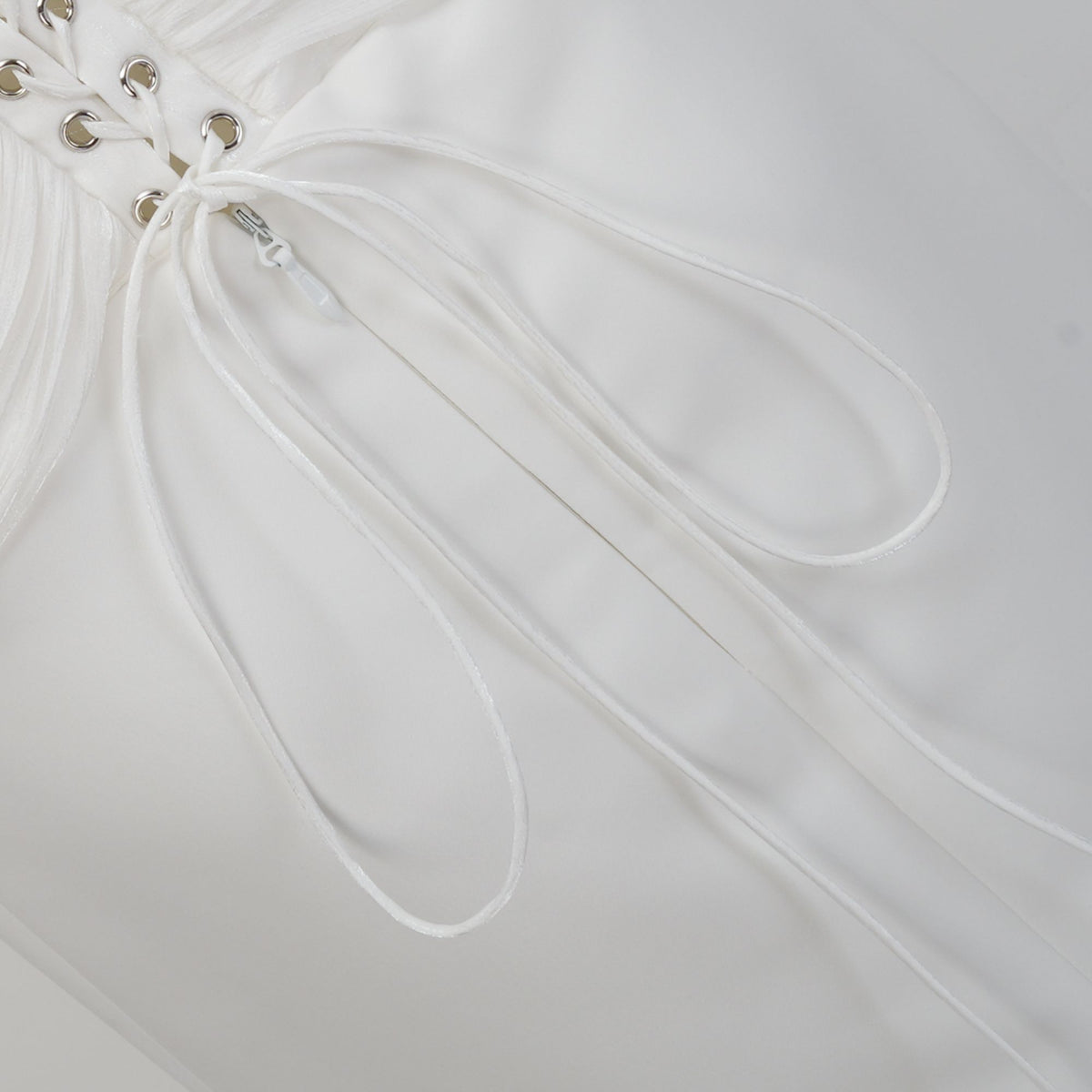 Emmeline White Train Design Gathered Maxi Dress