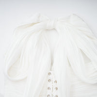 Emmeline White Train Design Gathered Maxi Dress