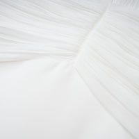 Emmeline White Train Design Gathered Maxi Dress