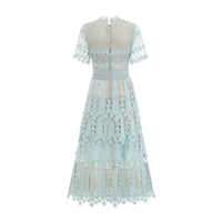 Océane green floral embroidered midi dress