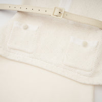 Adélade White Embellished Knit Midi Dress