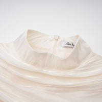 Gustave Neutral Ruched Cape Ruffled Maxi Dress