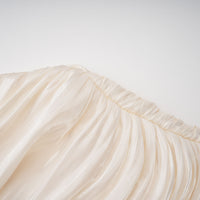Gustave Neutral Ruched Cape Ruffled Maxi Dress