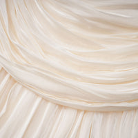 Gustave Neutral Ruched Cape Ruffled Maxi Dress