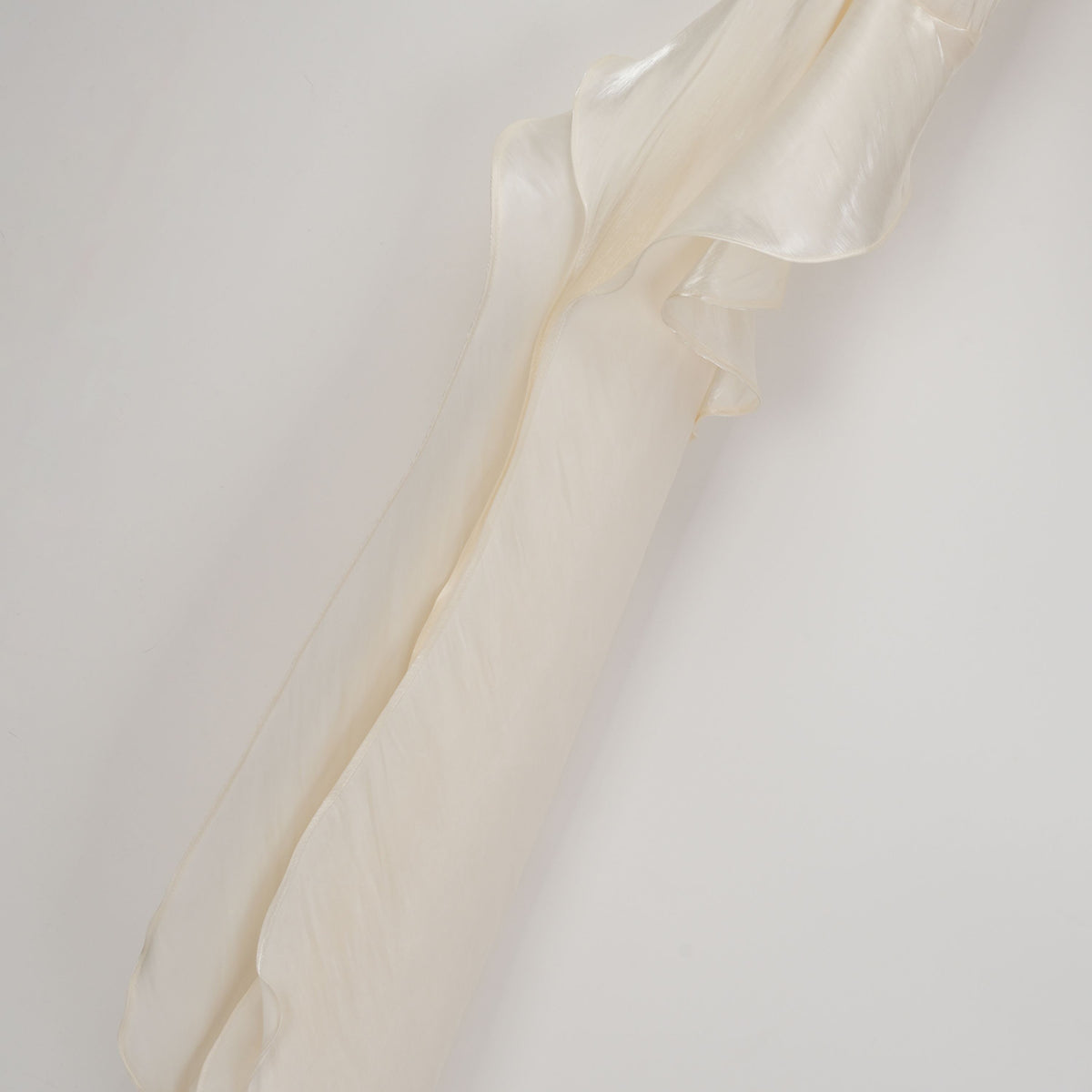 Gustave Neutral Ruched Cape Ruffled Maxi Dress