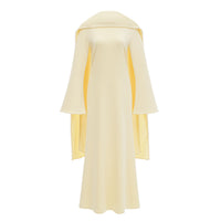 Piroska Yellow Pearl Trim Shawl Detail Maxi Dress