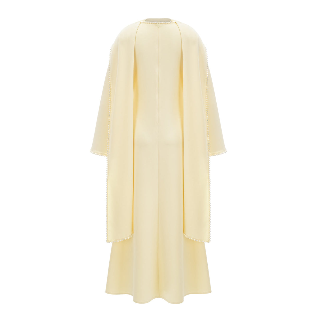 Piroska Yellow Pearl Trim Shawl Detail Maxi Dress