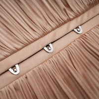 Nicoletta Gold Glossy Pleated Corset Maxi Dress