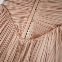 Nicoletta Gold Glossy Pleated Corset Maxi Dress