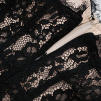 Giorgia Black Floral Lace Corset Maxi Dress