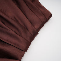 Luisa Brown Asymmetrical Gathered Satin Maxi Dress