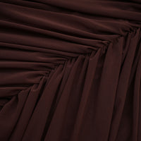Léontine color-blocked flower-brooch ruched midi dress